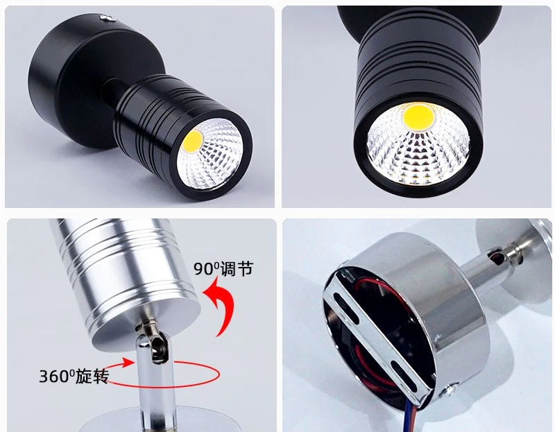 Led Spotlight 110v 220v 12v 3W Surface Mounted Cabinet Showcase Counter Jewelry Lamp Rotatable Angle Ceiling Mini