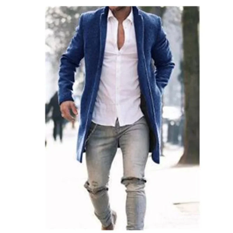 Wool overcoat men's windbreaker mid-length woolen coat