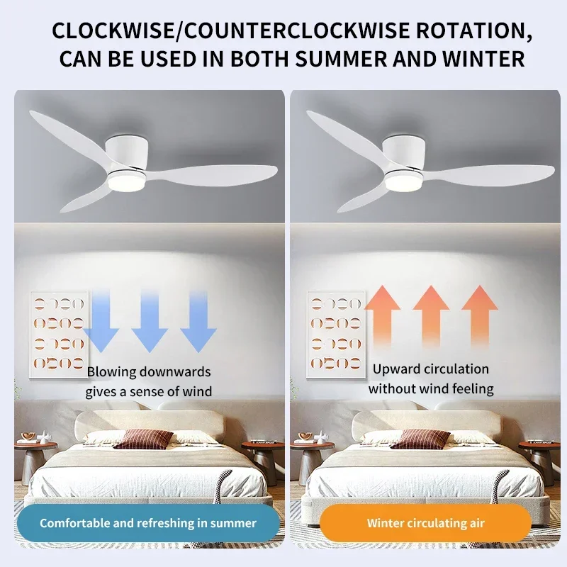 LED Light DC Motor Modern Ceiling Fan Kitchen Living Room Dining Room Household High Air Volume Remote Control Pendant Light 5