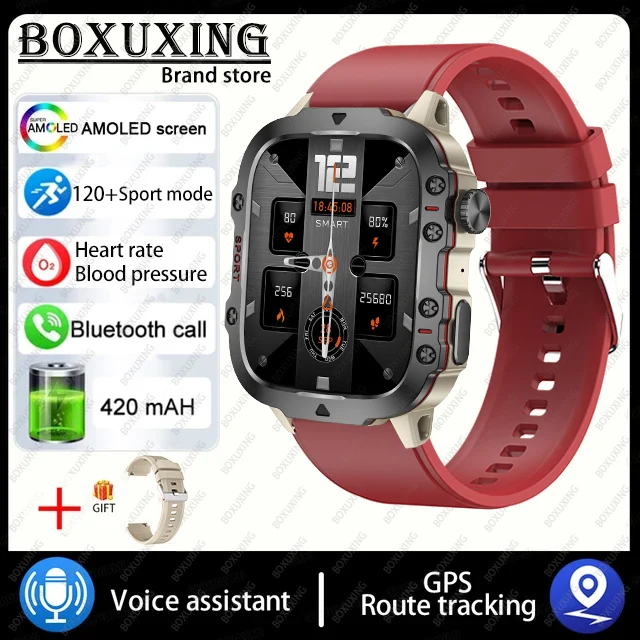 For Xiaomi Rugged Military GPS Smart Watch Men AMOLED 1.96 8