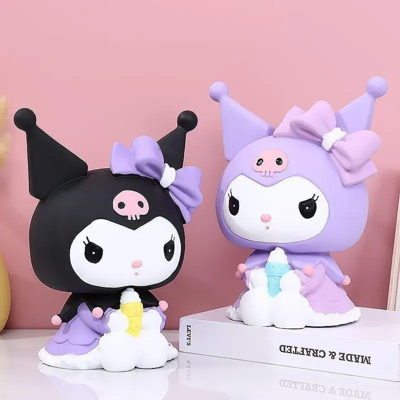 

SANRIO ins Kuromi Melody Piggy bank Kawai Anime Figure Accessories Decoration collection prize Valentine Birthday Christmas gift