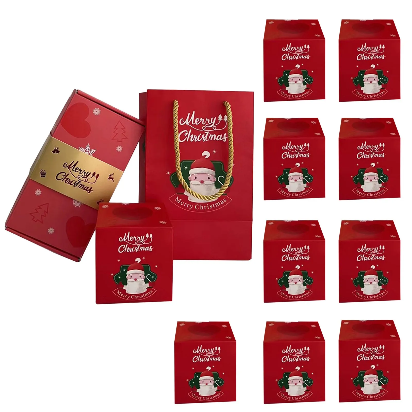

Christmas Gift Paper Bags Candy Cookie Chocolate Packaging Box Merry Christmas Xmas New Year Party Supplies Home Decorations