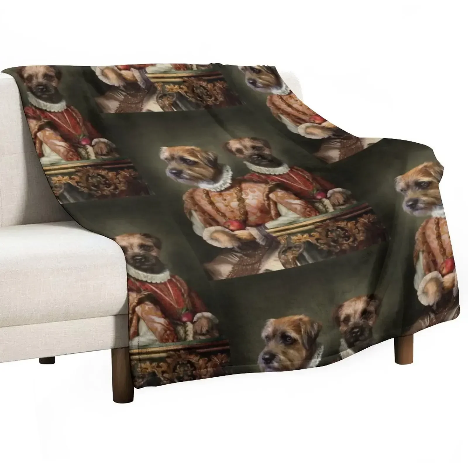 

Border Terrier Dog Portrait - Holly and Ivy Throw Blanket Custom For Decorative Sofa Blankets