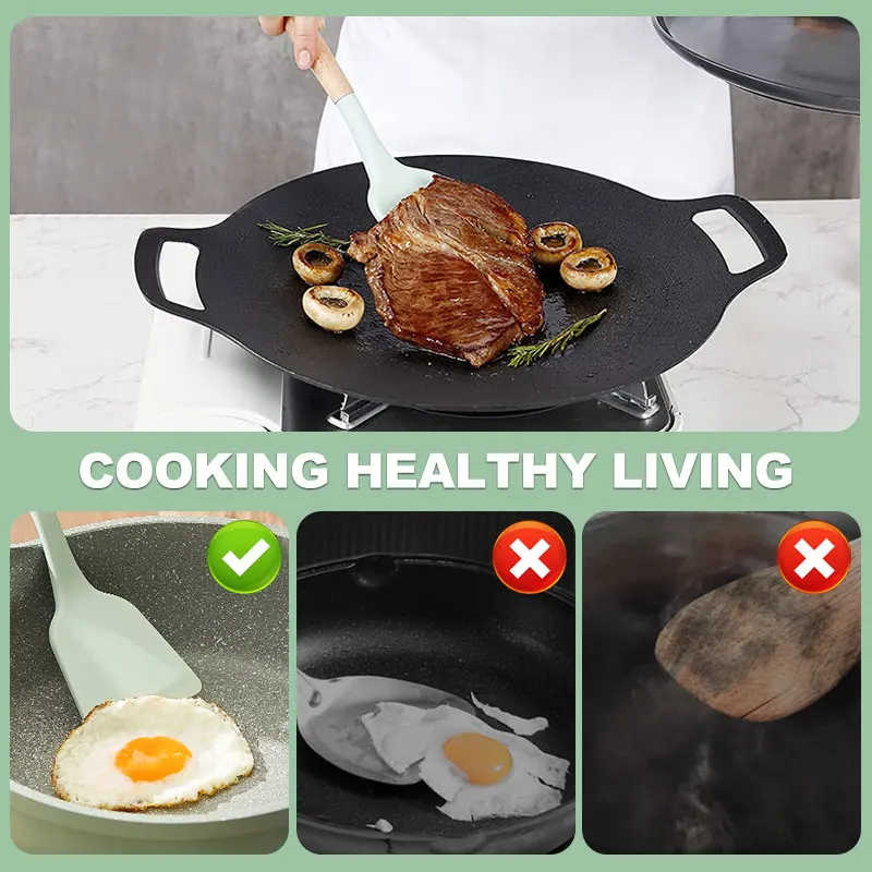 Silicone Kitchen Utensils Set Non-Stick Cookware Wooden Handle Spatula Egg Beaters Kitchenware Accessories