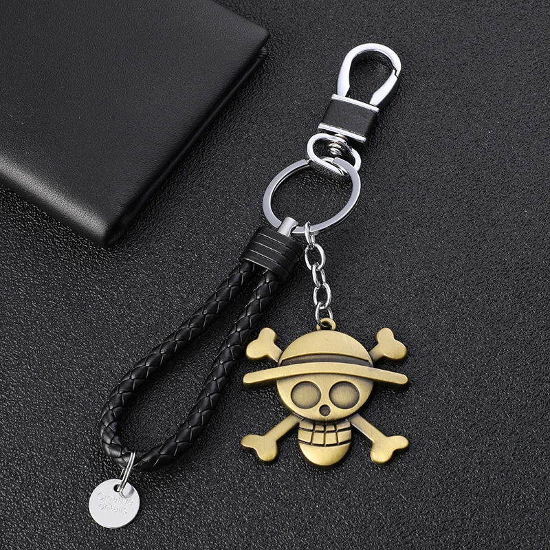 Цельный брелок Bandai Luffy Sabo Ace, пиратский, металлический, кожаный ремешок, подвеска, коллекция аниме, периферийные игрушки
