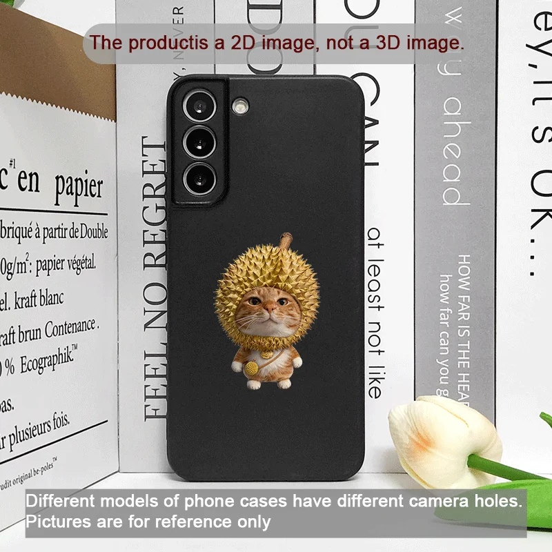 Whimsical Cartoon Fruit Cat Couple Phone Case - Cute & Soft Cover