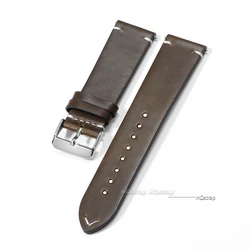Elegant Genuine Leather Quick Release Watch Band - Unisex Versatile Strap Replacement - 22mm (Green)