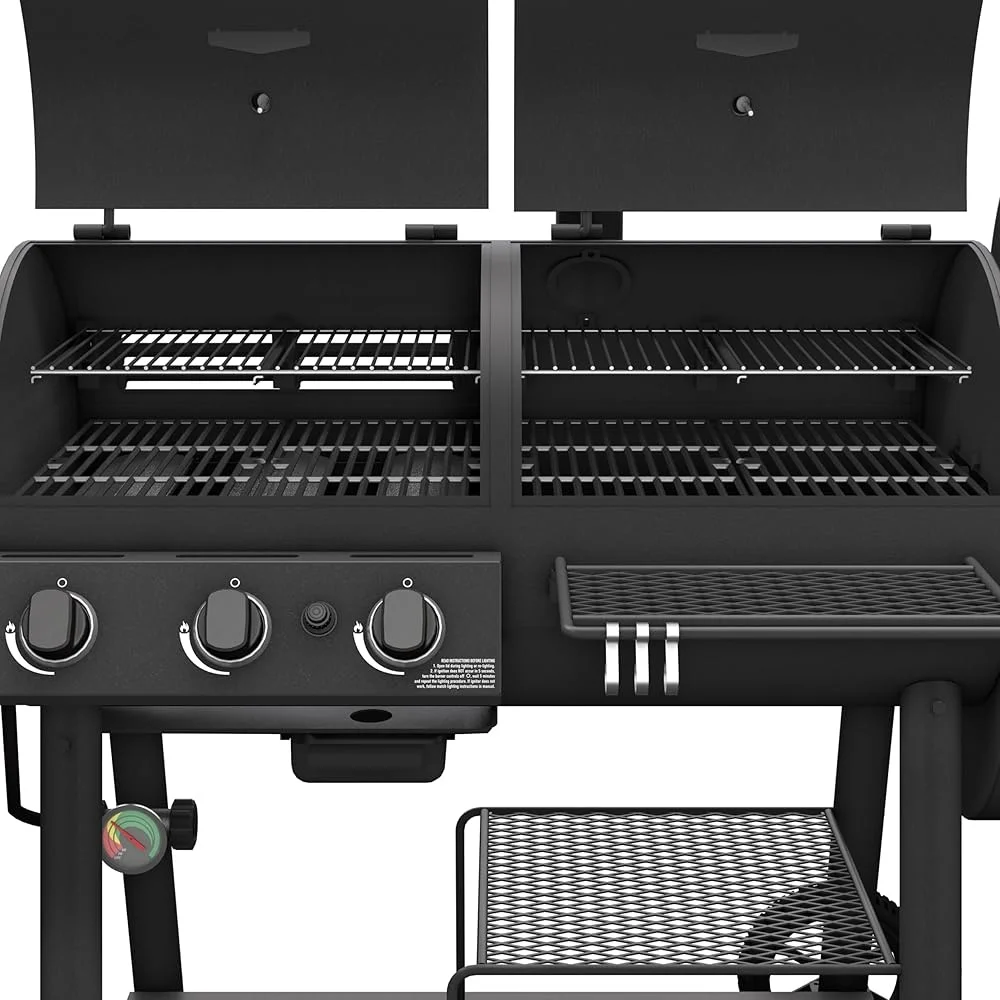 Canyon Deluxe Charcoal Propane Gas Combo Smoker Grill 4