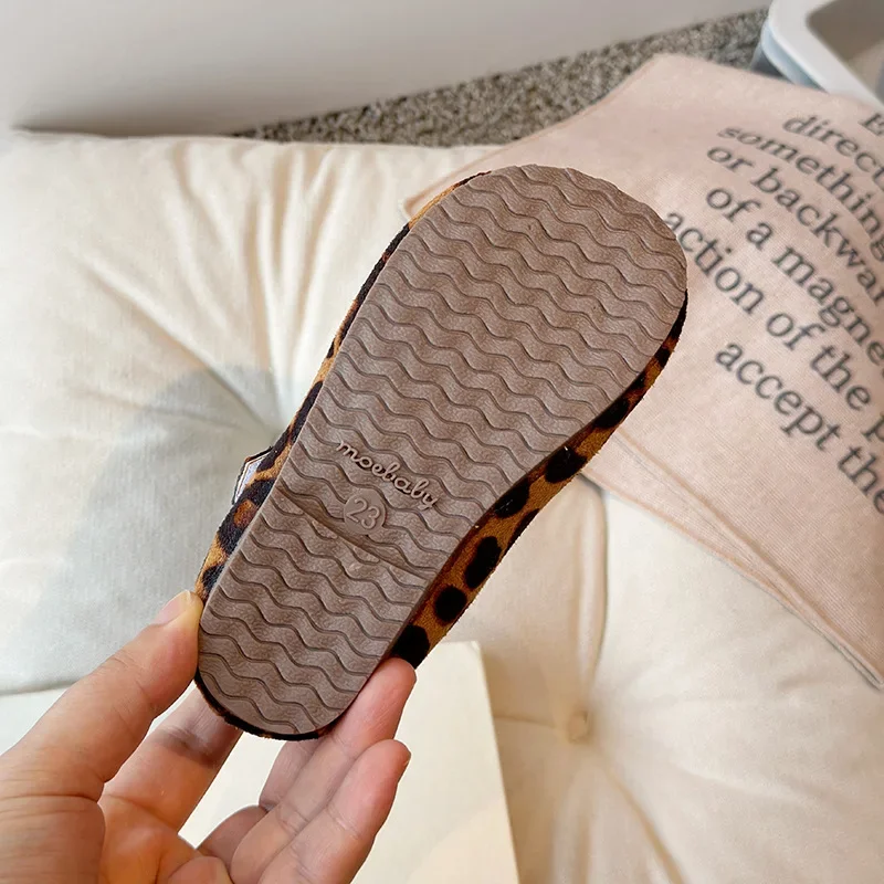 Fashion Kids Shoes Baby Girls Vintage Leopard Print Mary Jane Toddler Cute Princess Red Flat Ballet Shoes Anti-slip 14-18.9cm 4