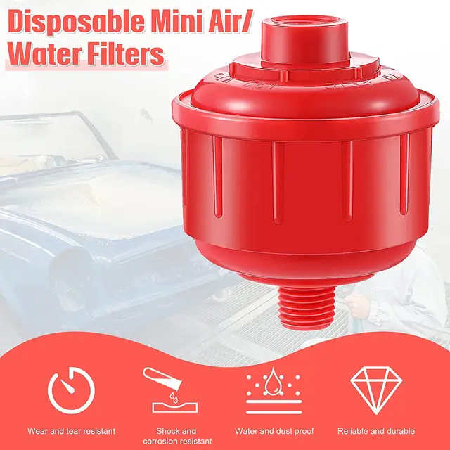 4Pcs Mini Disposable Water and Air Filters Whirlwind Air Line Filter Only Standard 1/4 Inch Thread for Spray Guns and Air Tools 4