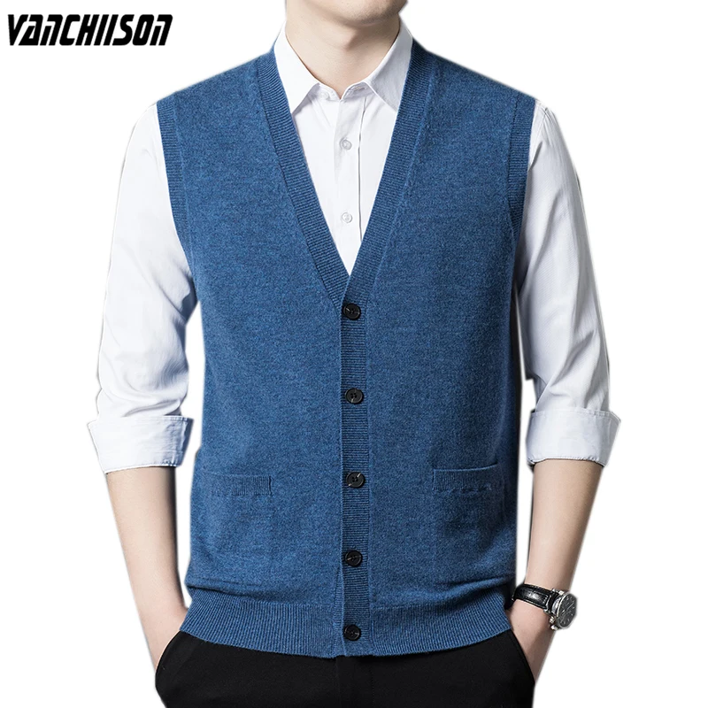 

Жилет Мужской трикотажный из 100% шерсти, на пуговицах, без рукавов