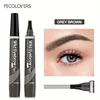 4 Forks Eye Brow Pen, 5 Color Natural Matte Liquid Tint Makeup Long Lasting Waterproof Eyebrow Smudge Proof Cosmetic 3