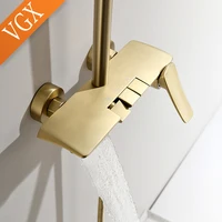 VGX Gold Shower System Bathroom Shower Faucet Set 3-way  Rainfall Shower Mixer Crane with Hand Shower Set Black Grey Chrome 2