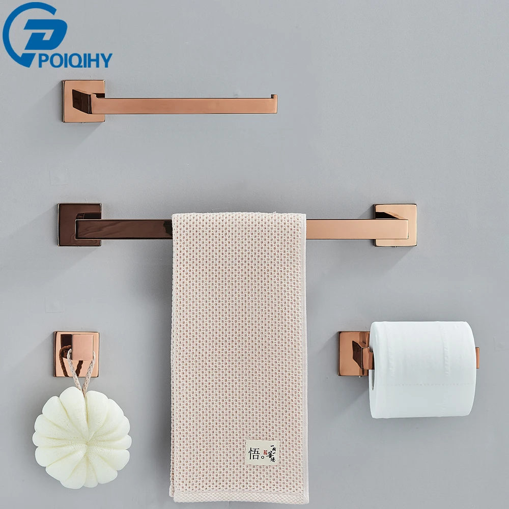Rose Golden Bath Hardware Set Toilet Accessories Towel Rack Toilet Paper Holder Towel Bar Stainless Steel Bathroom Accessories