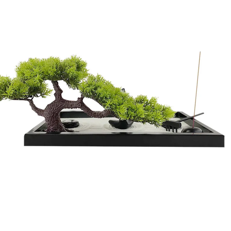 Zen Garden Kit per scrivania Set completo di terapia Desktop Zen giapponese  rilassante con rastrello, vassoio da giardinaggio stabile con sabbia, con