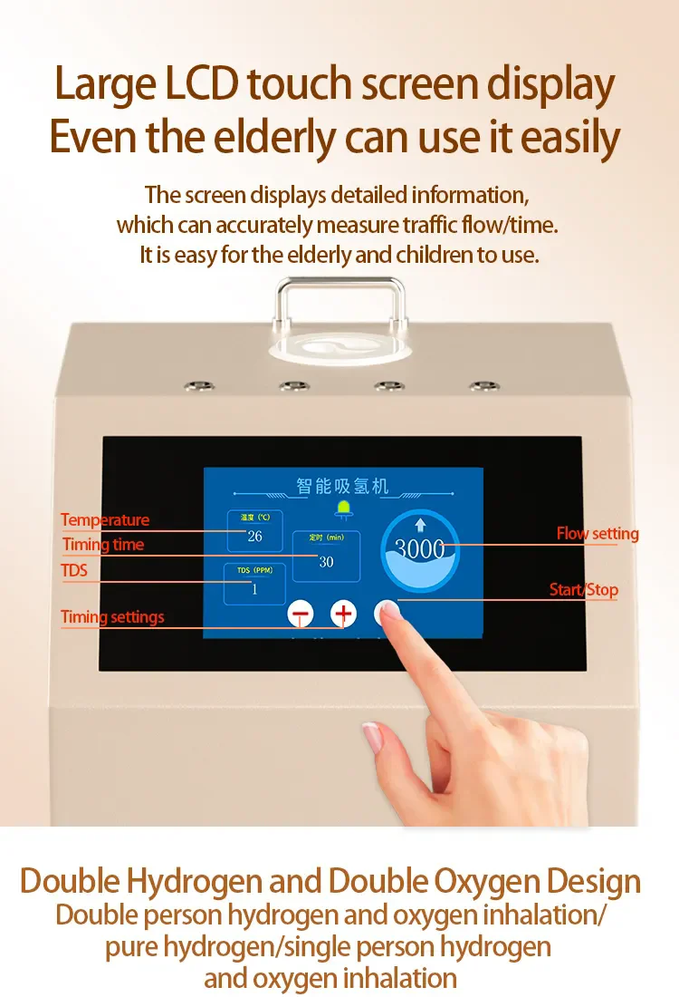 Smart Hydrogen Absorption Machine Portable 99.99% High Purity Water Generator Hydrogen Inhalation Machine3000ml/min