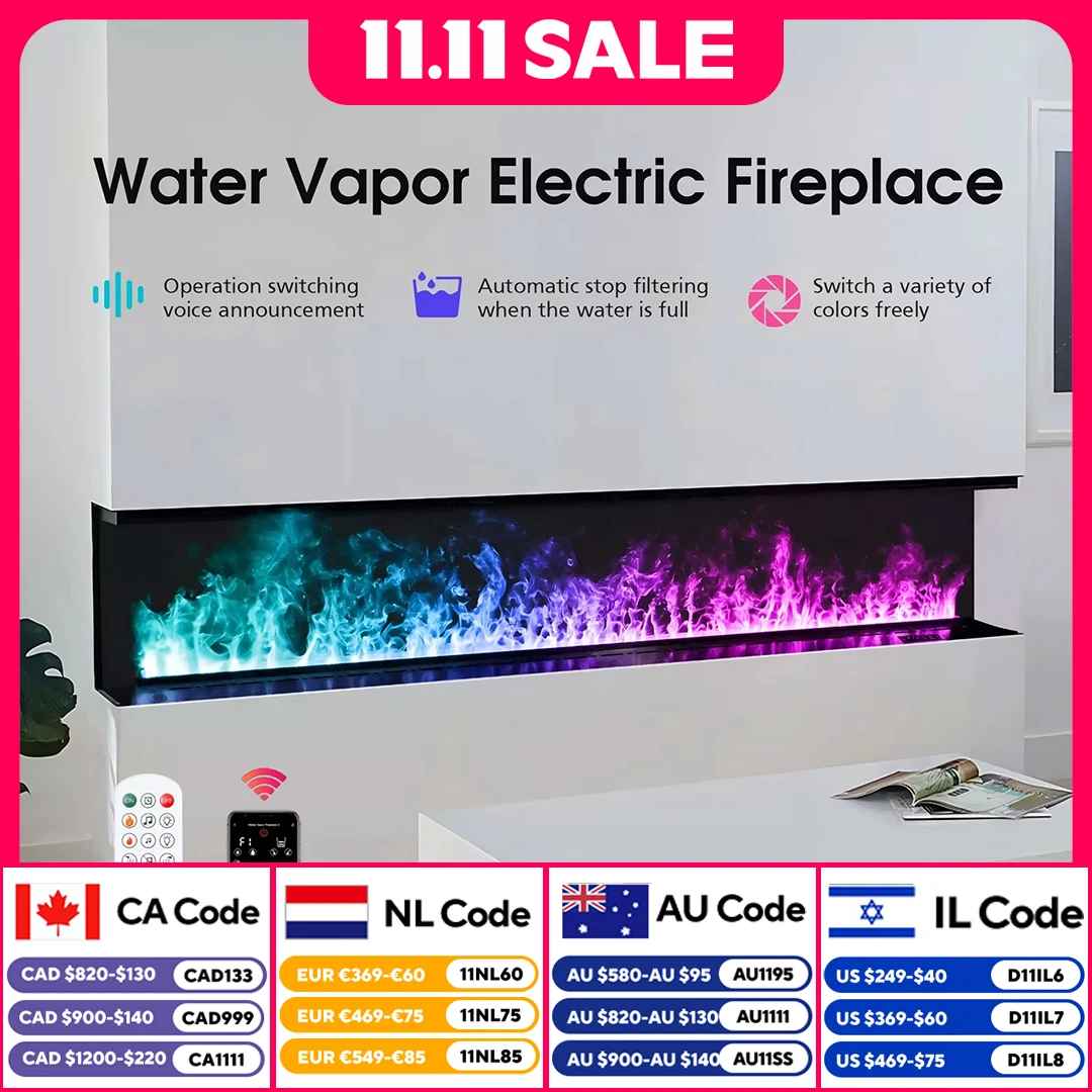 เปลวไฟจำลอง 3D สีสันสดใส, เตาผิงแบบอะตอมมิกควบคุมอัจฉริยะ, เครื่องทำความชื้นแบบไอน้ำ, เตาผิงตกแต่งทีวีในร่มเปลวไฟ LED, อายุการเก็บรักษา 5 ปี, การควบคุมโปรแกรม TUYA, ไม่มีฟังก์ชันการให้ความร้อน, ออกแบบทันสมัยสำหรับการตก 1