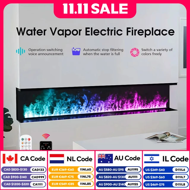 เปลวไฟจำลอง 3D สีสันสดใส, เตาผิงแบบอะตอมมิกควบคุมอัจฉริยะ, เครื่องทำความชื้นแบบไอน้ำ, เตาผิงตกแต่งทีวีในร่มเปลวไฟ LED, อายุการเก็บรักษา 5 ปี, การควบคุมโปรแกรม TUYA, ไม่มีฟังก์ชันการให้ความร้อน, ออกแบบทันสมัยสำหรับการตก 1