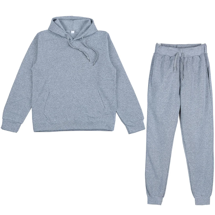 Women Hoodie Sweatpants 2 Piece Set Solid Loose Sweatshirts and Pants Suit Jogger Clothing Workout Running Autumn Winter