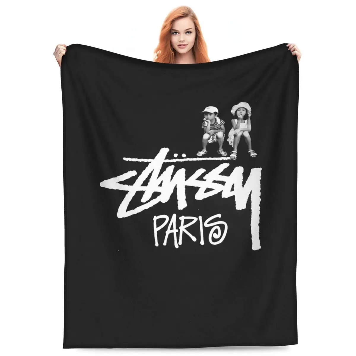 S-Stussy Logo Coperte Velluto Autunno/Inverno Coperta Morbida Traspirante Per Divano Tappeto Esterno Pezzo