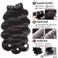 Extensions de cheveux humains 100% naturels brésiliens noirs Remy, qualité non traitée, ondulés et bouclés, 16A Body Wave, 30 et 32 pouces 2