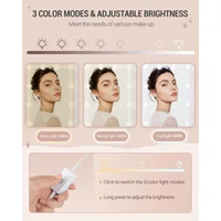 Table de maquillage avec ampoule, table de maquillage avec 4 étagères ouvertes et 2 compartiments, 2 tiroirs, pour chambre à coucher, salon 6