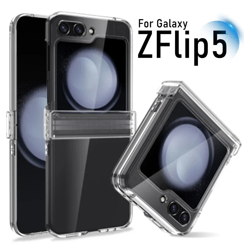 Caso claro para Samsung Galaxy Z Flip 5, dobradiça protetora
