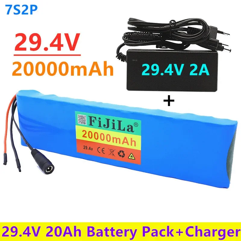 

24V 20Ah 7S2P 18650 li-ion Rechargeable Battery Pack 29.4v 20000mAh electric Bicycle Moped Balancing Scooter+2A Charger