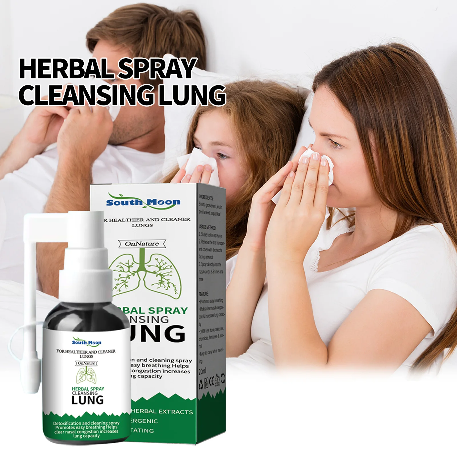 Nasal Spray South Moon Herbal Cleansing Lung Relieve Sore Throat