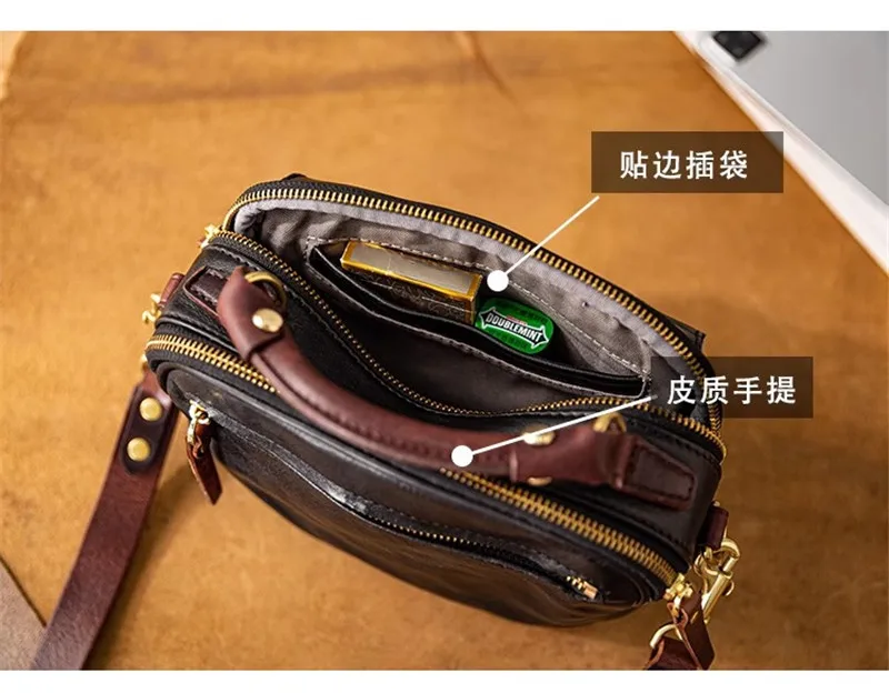 PNDME fashion designer hand-made genuine leather men's small shoulder crossbody bag casual luxury real cowhide black handbag