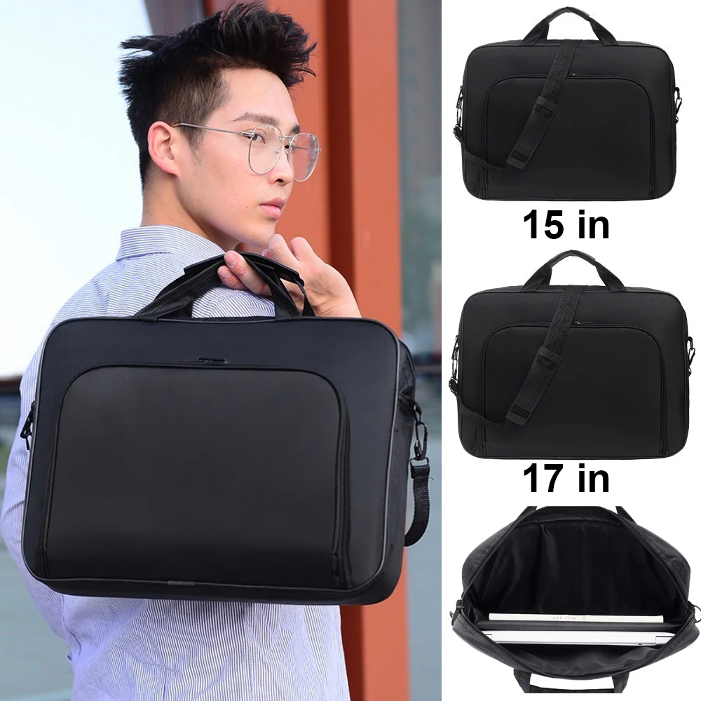 15.6 Inch 17 In Laptop Bag Business Portable Nylon Handbags Laptop Shoulder Briefcase Zipper Anti-theft Shoulder Simple Style
