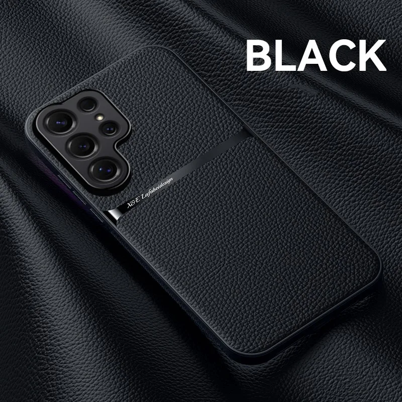 Luxury Leather Magnetic Phone Case with Car Holder and Protector Cover