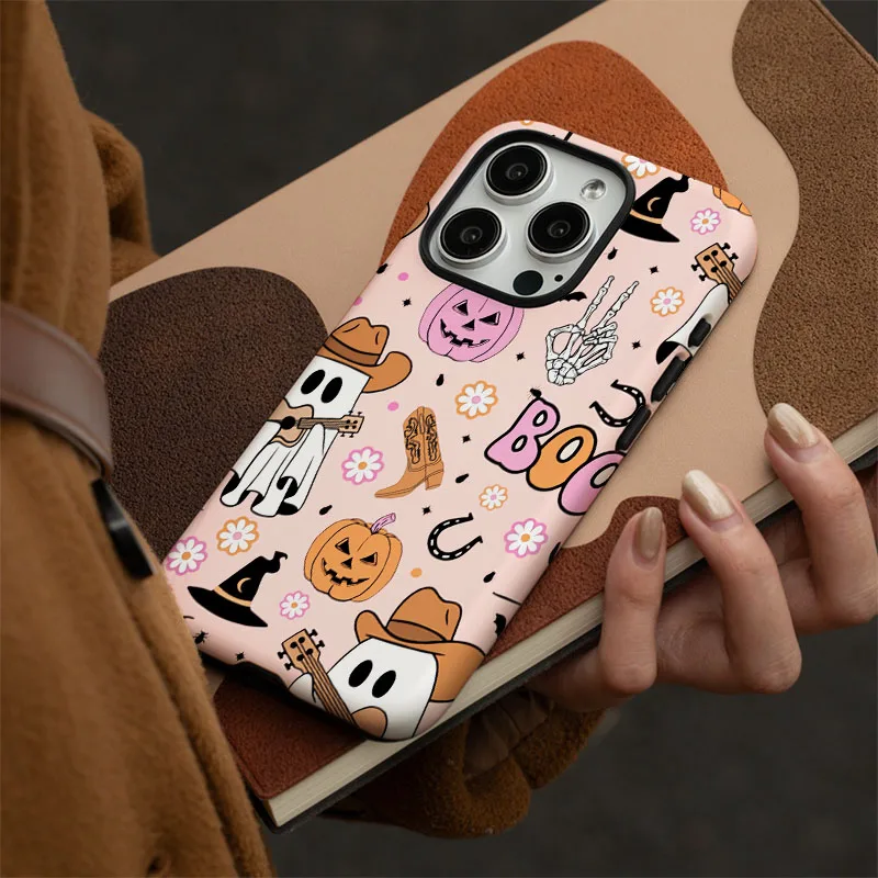 Cute Pink Halloween 2-in-1 Film Shell Phone Case