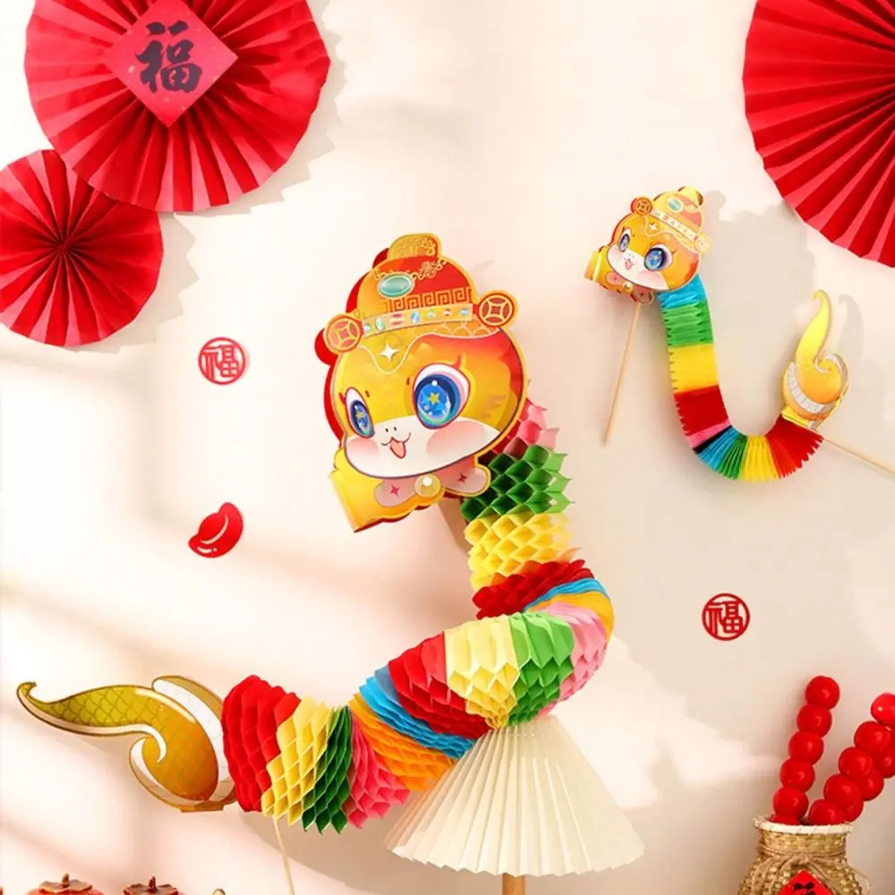 Funny Cartoon Chinese Paper Dance Snake 3D Handmade 2025 Snake Year Ornaments Cute DIY Dragon Snake Shopping Mall
