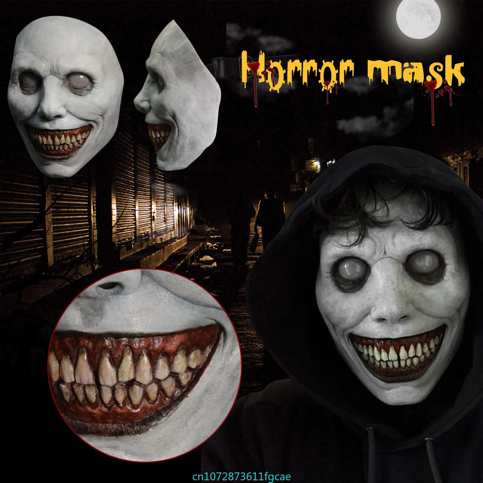 

Halloween Smiling Demon Horror Latex Mask The Evil Devil Helmet Cosplay Scary Props Masquerade Festival Christmas Party Gifts