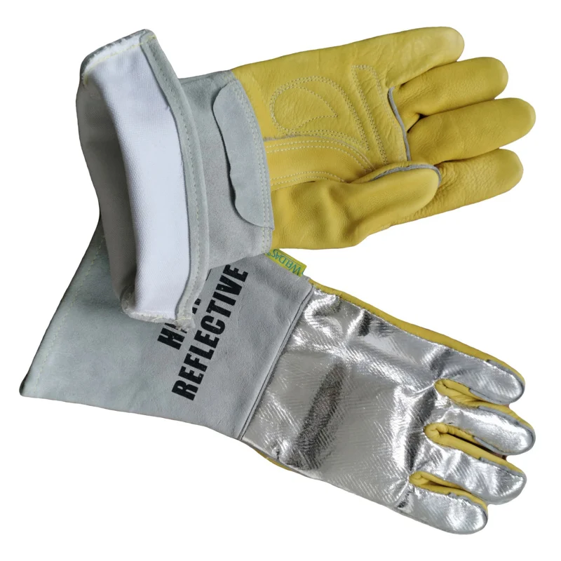 

Cow Leather Welding Work Glove Aluminum Foil 350 Degree Celsius 662F Heat Resistant Safety Glove TIG MIG Grain Cowhide