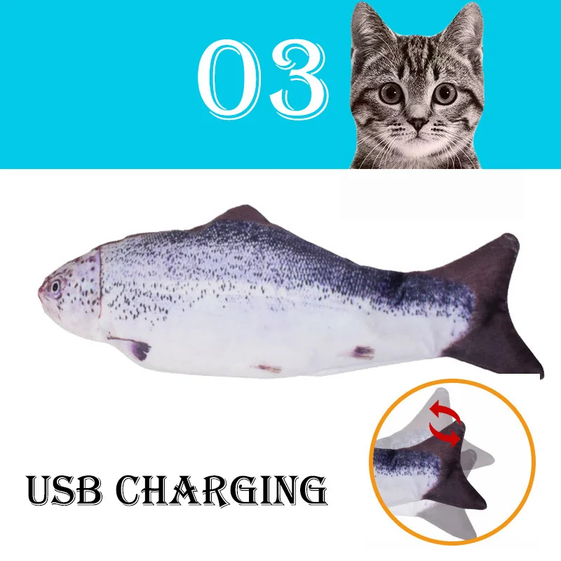 Toys For Cats Interactive Electronic Fish Shape Cat Toy Electric USB Charging Simulation Fish Toys Playing Supplies Pet supplies 