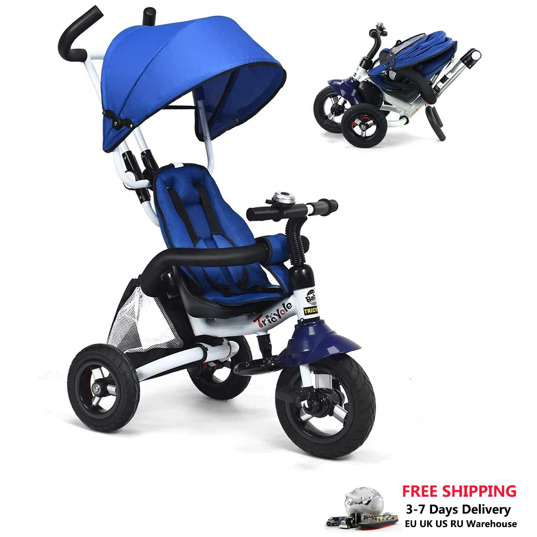 UBRAVOO 6 in 1 Baby Trike, Folding Kids Tricycle Bike, Toddler Stroller