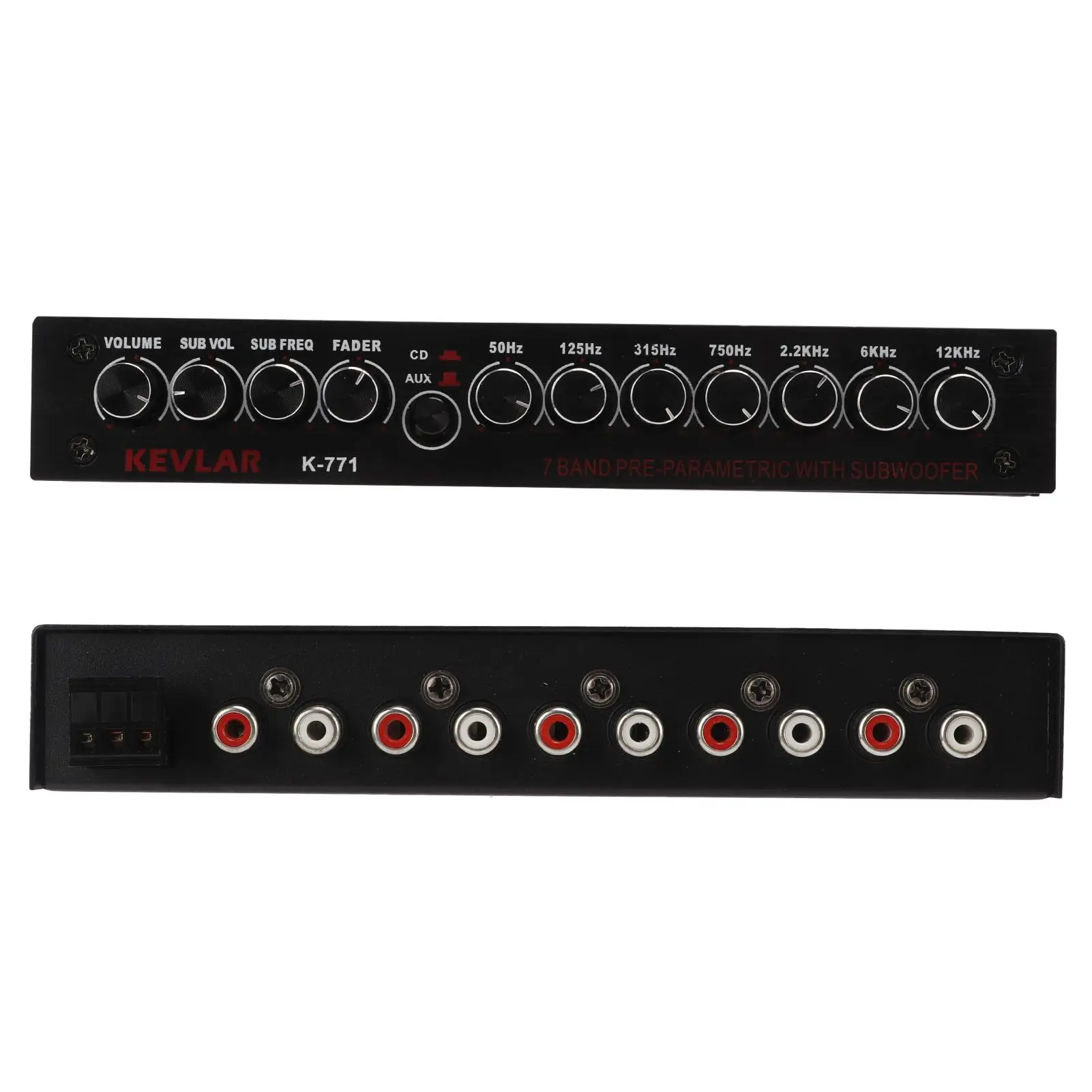 Universal 7-Band Car Audio Graphic Equalizer-High Level Input EQ for Stereo System-Variable Gain & Low Pass Adjustment