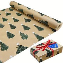 Festive Christmas Tree Gift Wrapping Paper - Colorful Holiday & Birthday Decoration Supplies (1Roll)