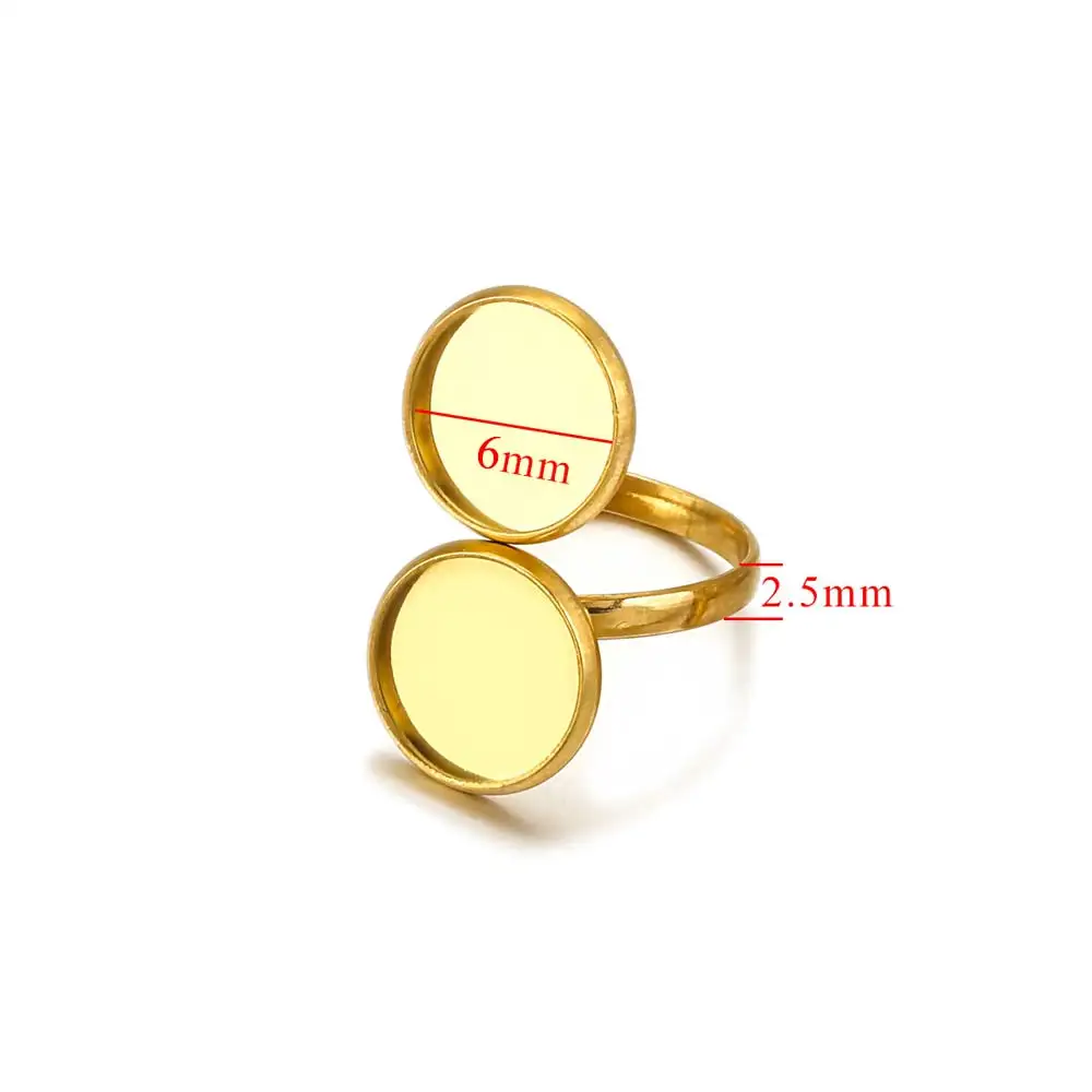 10 Stück Edelstahl vergoldet PVD Ring Einstellungen Cabochon Blanko Basen Sternform DIY Schmuckherstellung Material Teile Großhandel – Detail 12