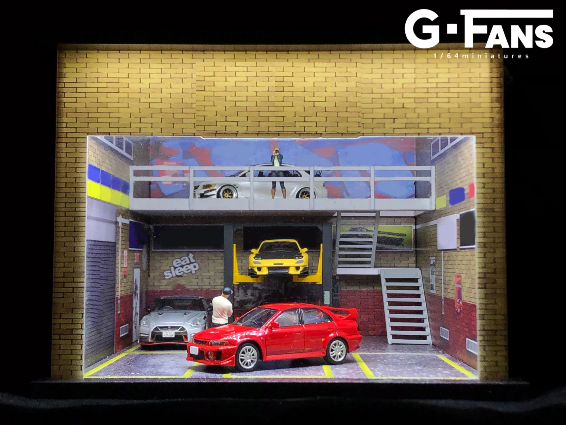 710018 G-fans 1:64 Garage Diorama Model With Led Lights Double Garage Scene  Model - Model Building Kits - AliExpress