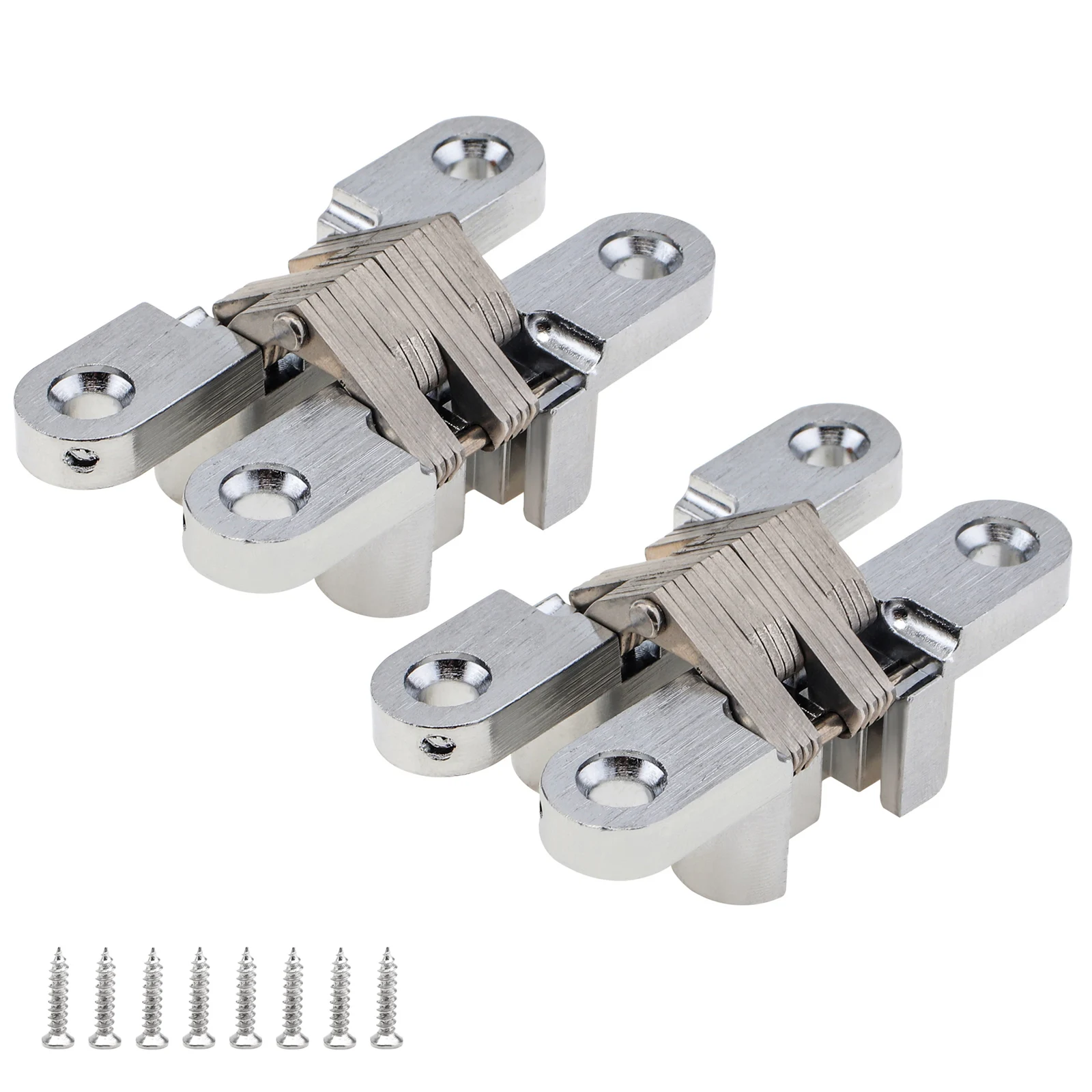 2pcs Stainless Steel Hidden Door Hinges 180 Degree Concealed Cabinet Bookcase Wardrobe Closet Door Hinges Furniture Hardware
