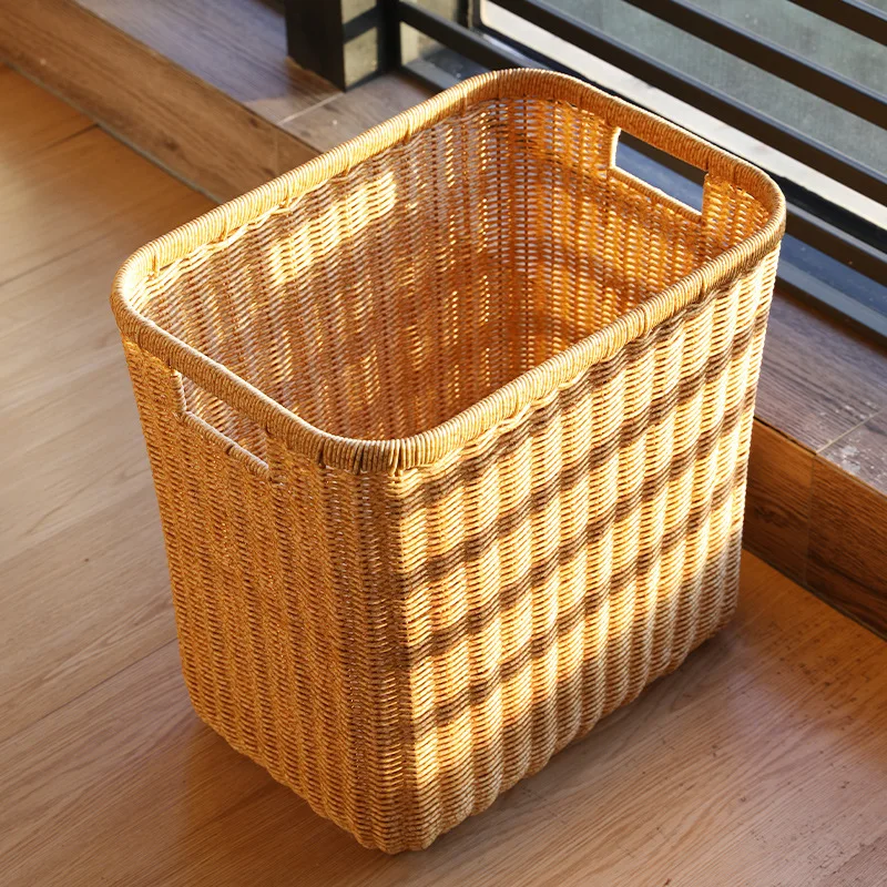 

Gju8 Wholesale Imitation Vine Weaving Laundry Basket Bathroom Changing Clothes Storage Basket Hotel Homestay Light Luxury Dirty