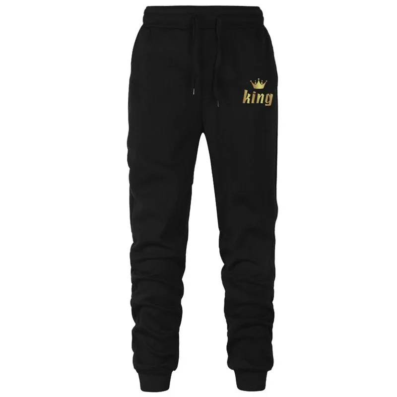 Coppia Tuta KQ Felpe con cappuccio in pile stampato + Pantaloni Set King Queen Stampa Uomo Donna
