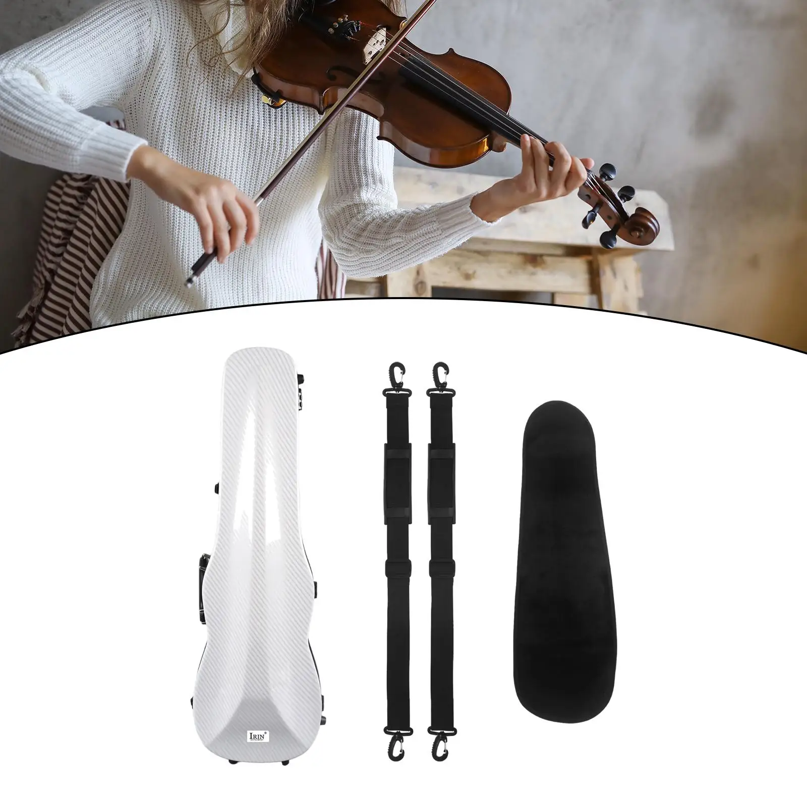 

Для скрипки, для путешествий, для скрипки, с ремешками, коробка для хранения, твердый корпус из углеродного волокна для энтузиастов, аксессуары для музыкальных инструментов