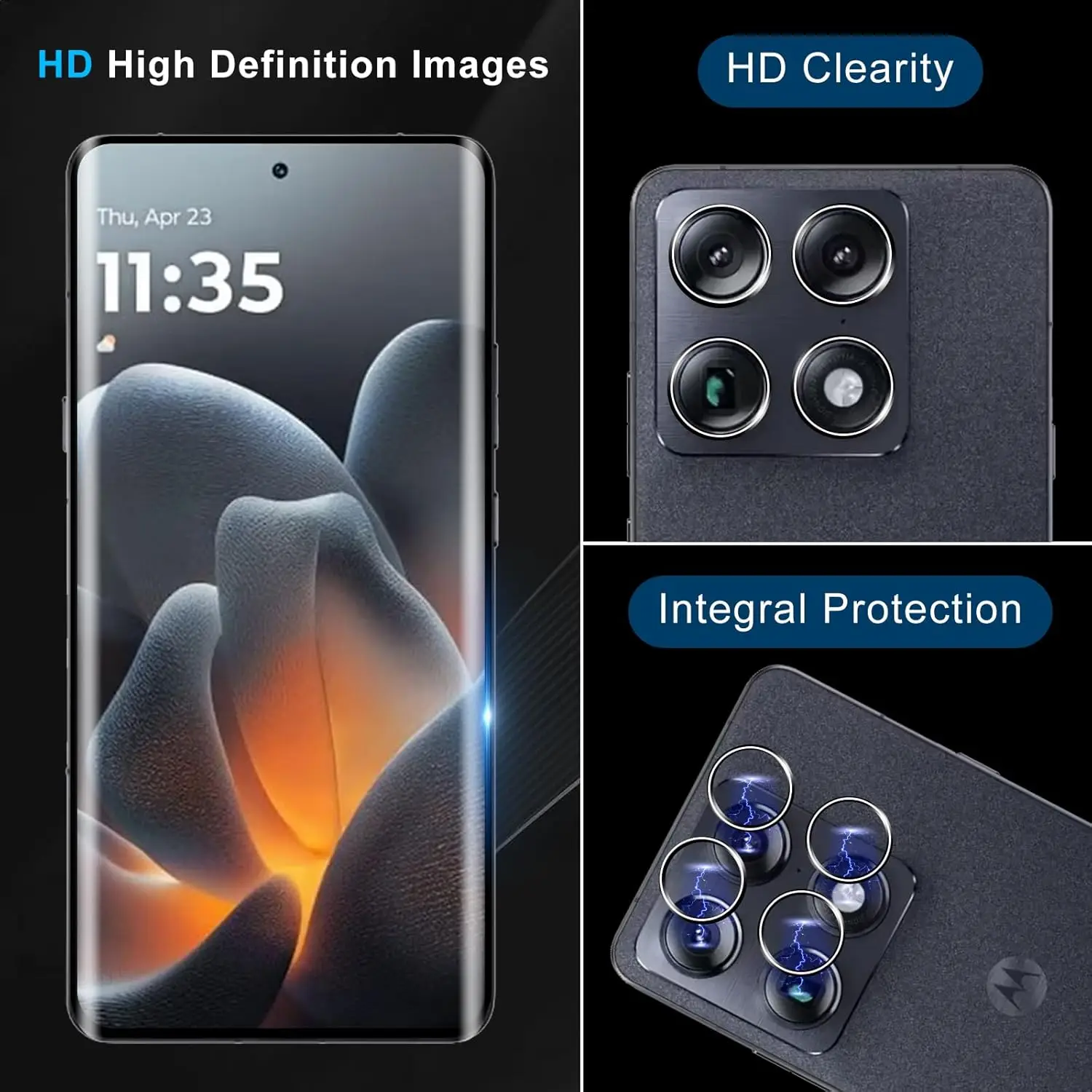 Premium 3D Curved 9H Tempered Glass Screen & Camera Lens Protector