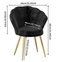 Современное кресло для отдыха Seashell с металлическими ножками, стул для туалетного столика с удобной подушкой для спальни/гостиной — изображение 3