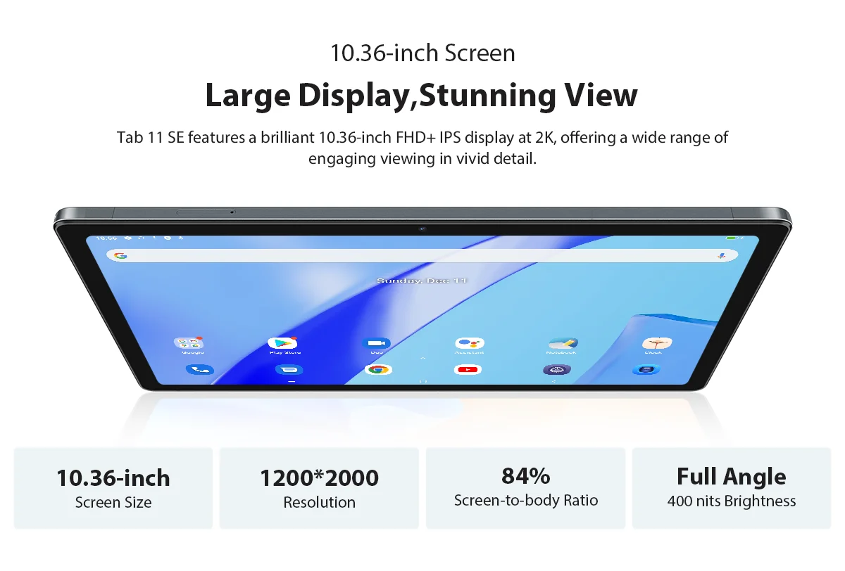 Tablet- 10.3 inch screen- large display- 400 nits brightness