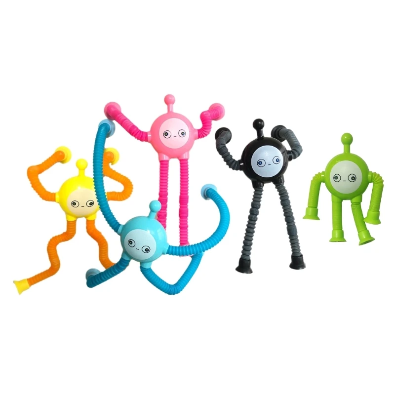 Decompress Telescopic Pipe Cartoon Luminous PopTube Antianxiety Suction Cup Fidgets Toy for Adults Autistic HandTherapy